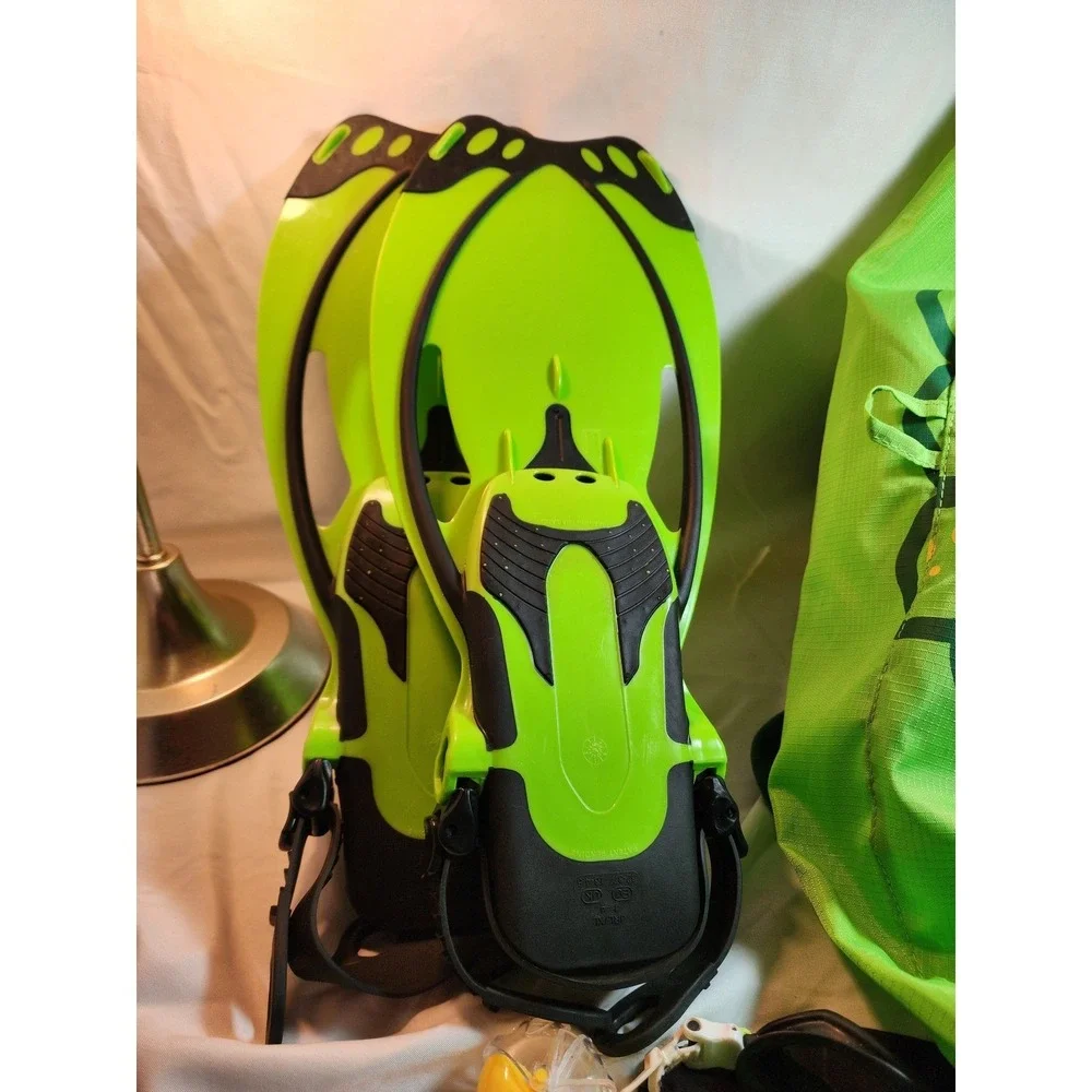Head Kids Snorkel Set Fins Goggles Mask Turtle Backpack Lime Green Speedo Junior